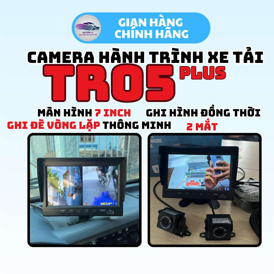 TR05 PLUS - Camera hành trình xe tải 2 mắt rời, ghi hình trước sau, ghi đè vòng lặp thông minh, hỗ trợ vạch kẻ lùi, hỗ trợ hồng ngoại quay đêm... 3